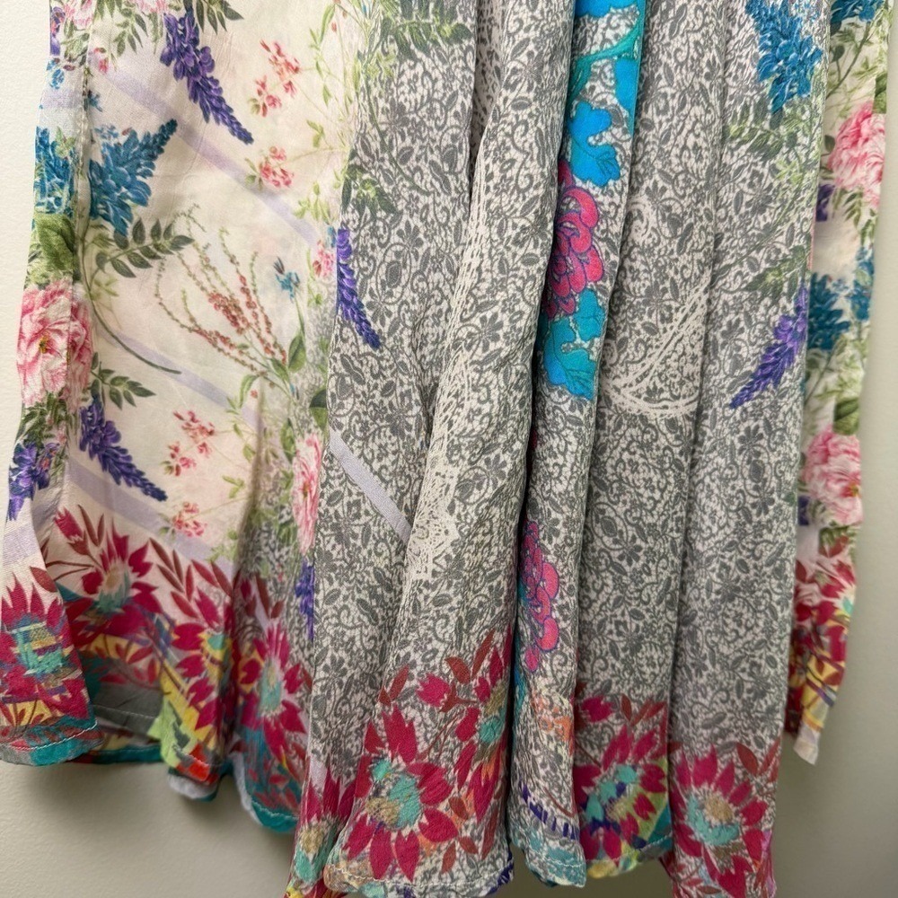 Johnny Was Cupra Rayon Midi Dress Colorful Boho Floral Patchwork size SMALL - Picture 5 of 9